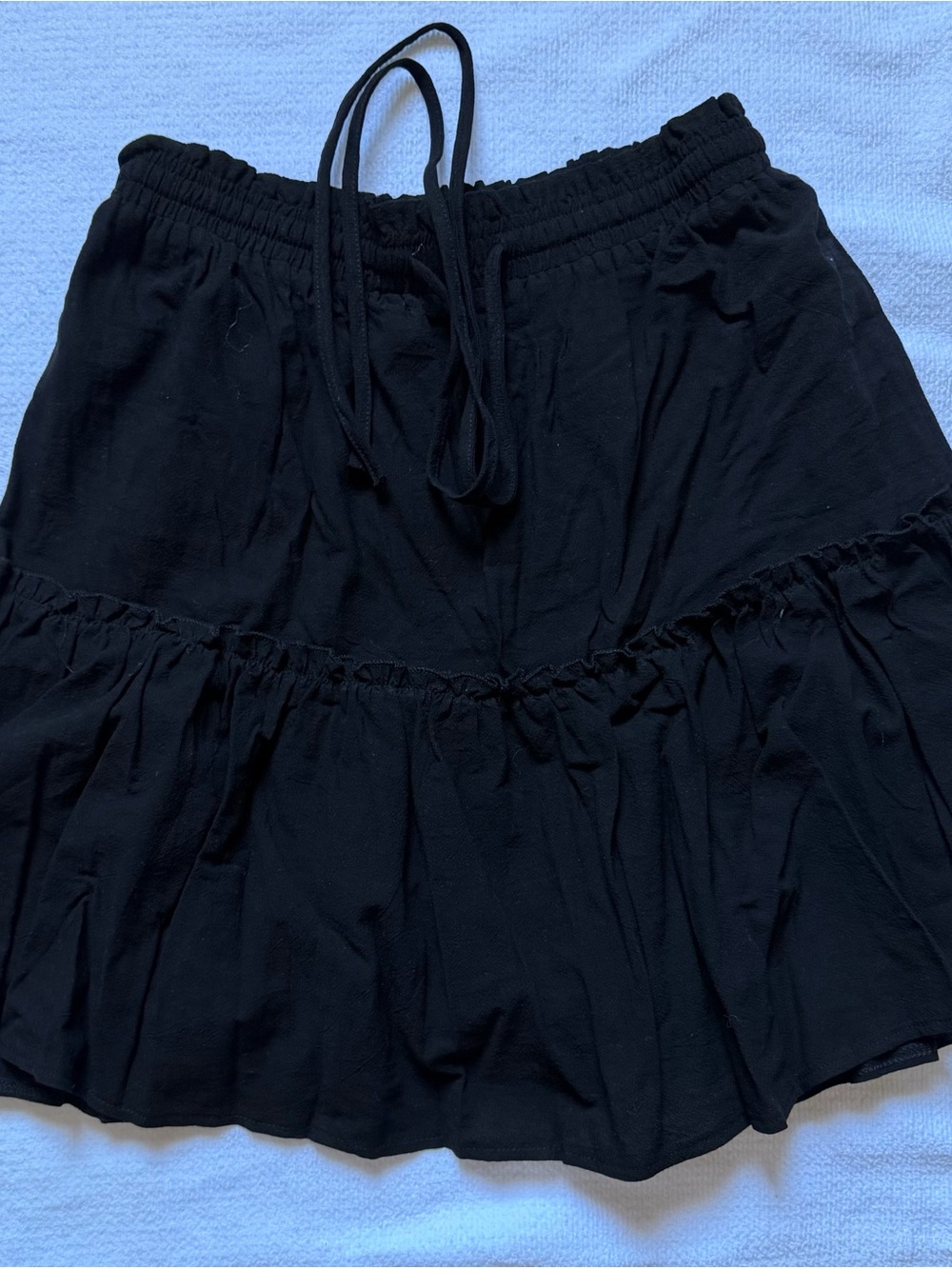 Black Tiered Drawstring Skirt